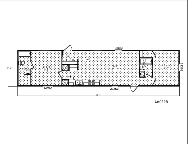 14x60 2 Bed 2 Bath Unit floor plans