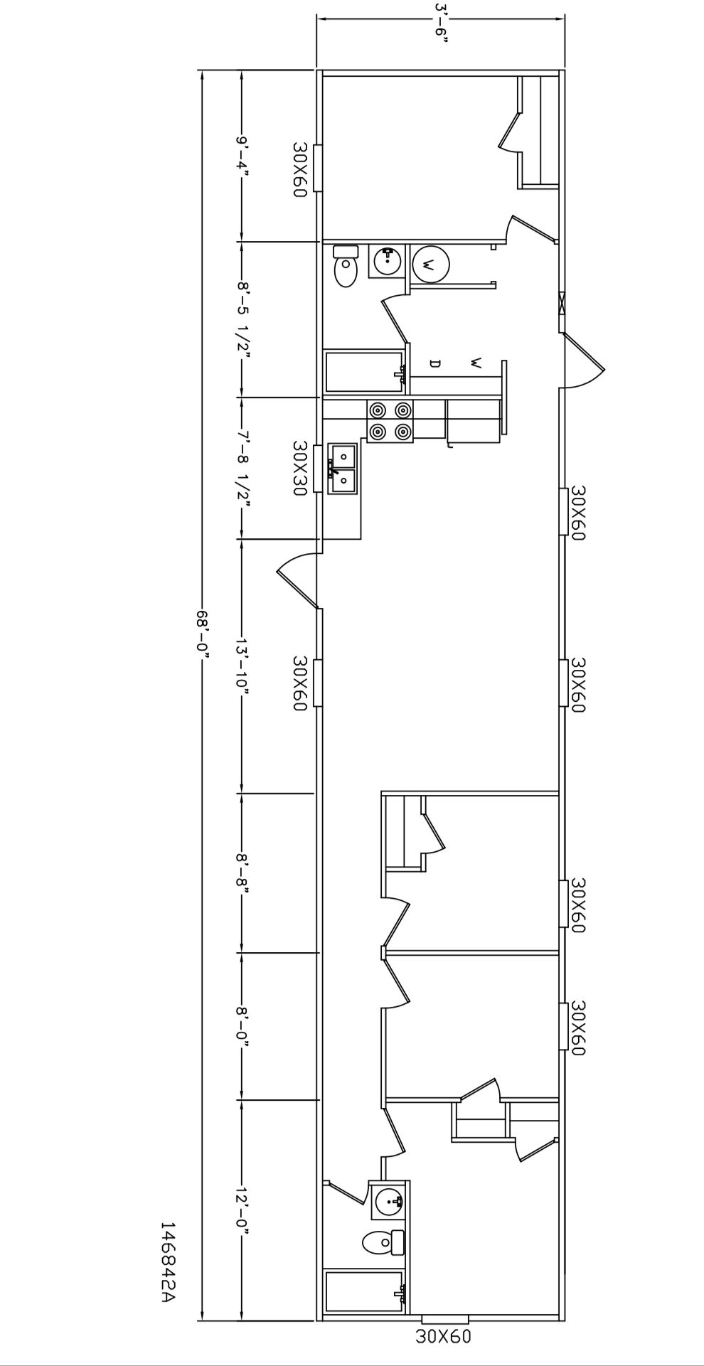 4 Bed2 Bath 14x68 singlewide Units floor plans