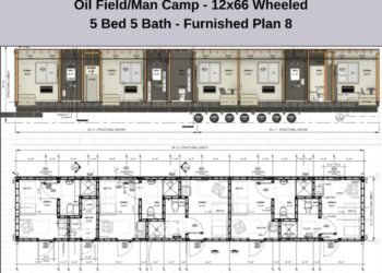 Oilfield Man Camp - 12×66 Wheeled 5 Bed 5 Bath - Furnished plan