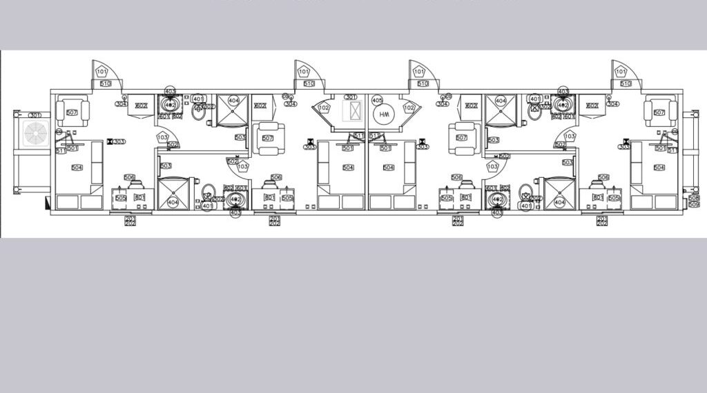 Oilfield man camp 12x60 Skid 4 Bed 4 Bath