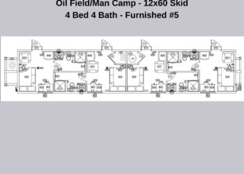 Oilfield man camp 12x60 Skid 4 Bed 4 Bath